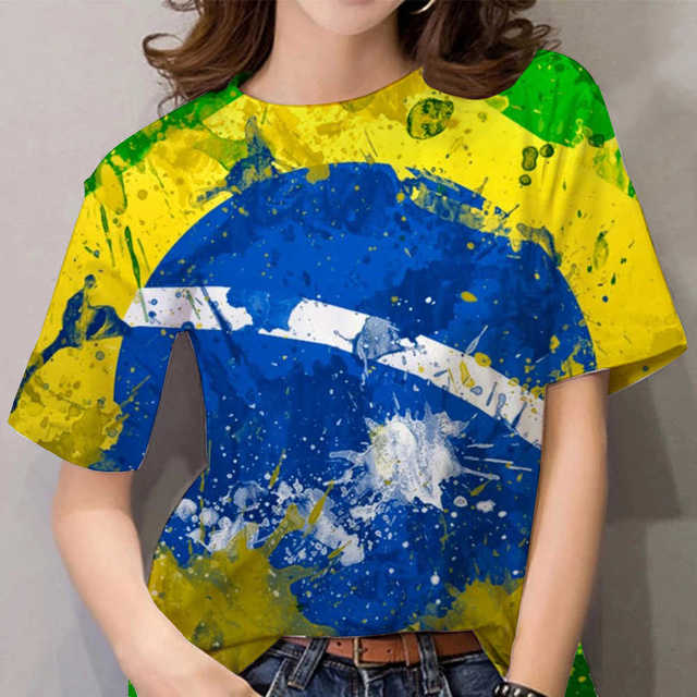 Brazil Flag 3D Print Women's T-shirt (Private Listing)
