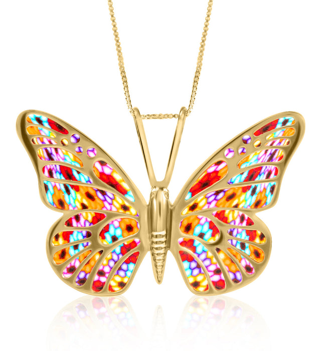 Gold Plated 925 Sterling Silver Butterfly Necklace Handcrafted Pendant
