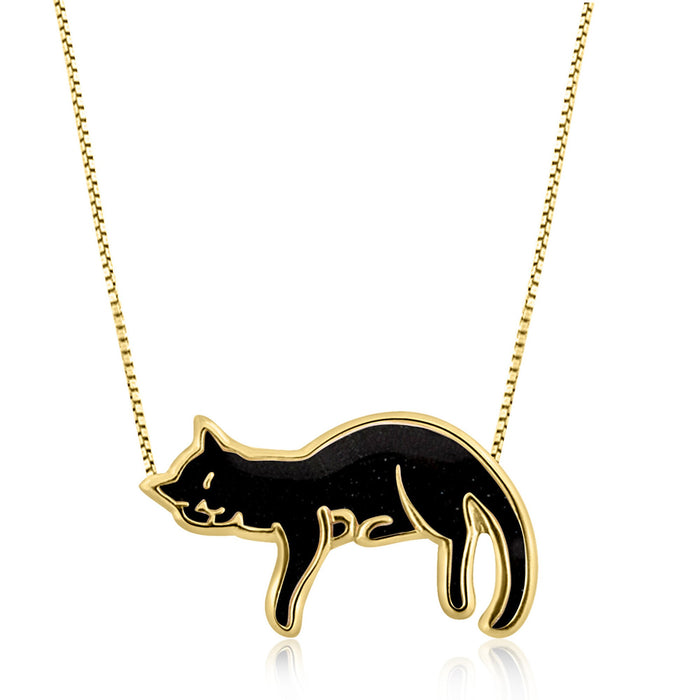 Gold Plated Silver Cat Necklace Pet Lovers Gift