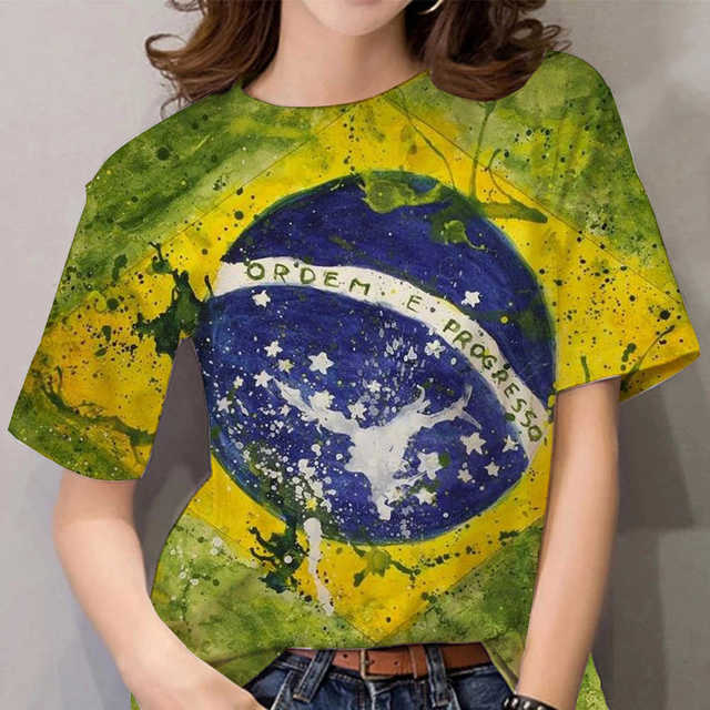 Brazil Flag 3D Print Women's T-shirt (Private Listing)
