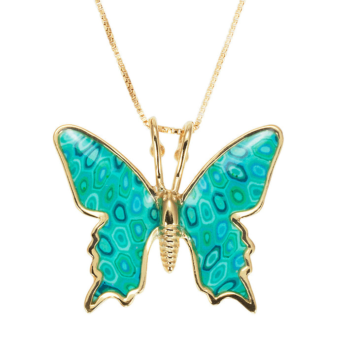 Gold Plated 925 Sterling Silver Butterfly Necklace Handcrafted Pendant