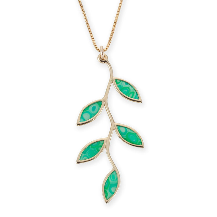 Gold Plated Sterling Silver Olive Leaf Necklace Pendant