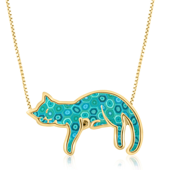 Gold Plated Silver Cat Necklace Pet Lovers Gift