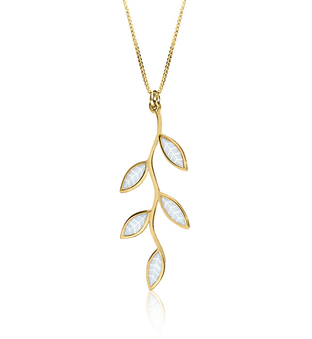 Gold Plated Sterling Silver Olive Leaf Necklace Pendant