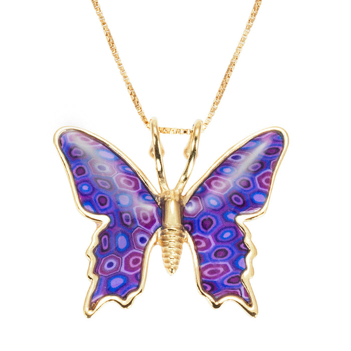 Gold Plated 925 Sterling Silver Butterfly Necklace Handcrafted Pendant