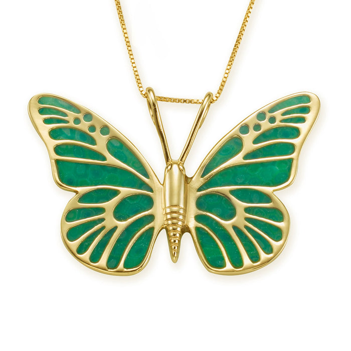 Gold Plated 925 Sterling Silver Butterfly Necklace Handcrafted Pendant