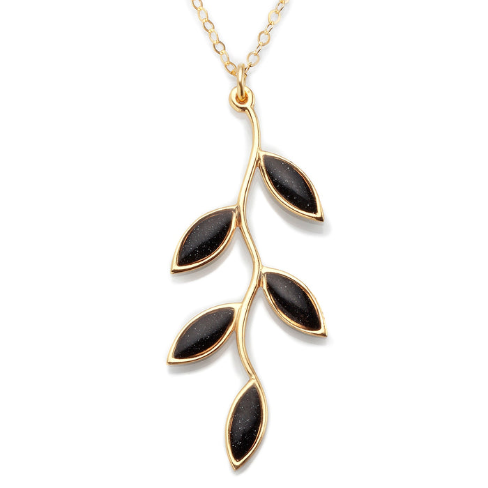 Gold Plated Sterling Silver Olive Leaf Necklace Pendant