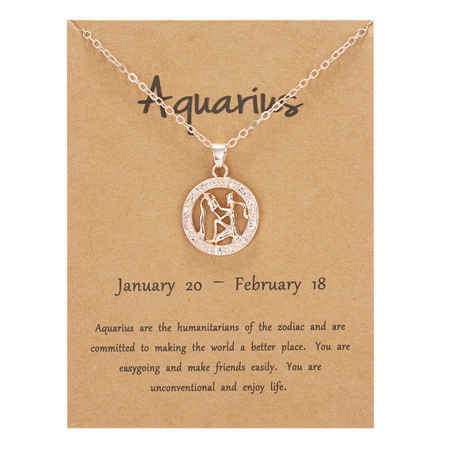 Women 12 Constellation Rose Gold Animal Necklace