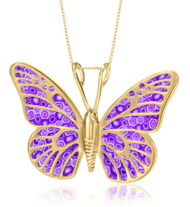 Gold Plated 925 Sterling Silver Butterfly Necklace Handcrafted Pendant
