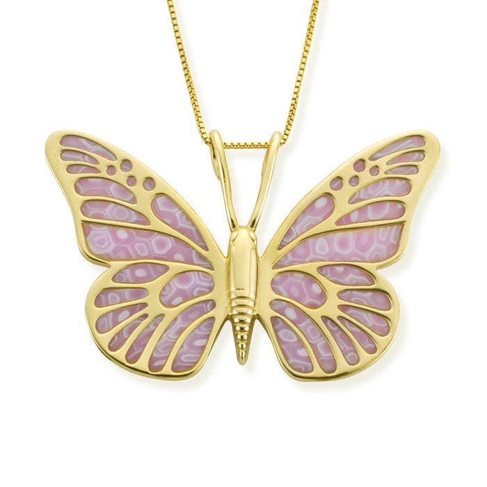 Gold Plated 925 Sterling Silver Butterfly Necklace Handcrafted Pendant