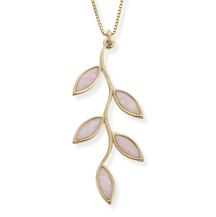 Gold Plated Sterling Silver Olive Leaf Necklace Pendant
