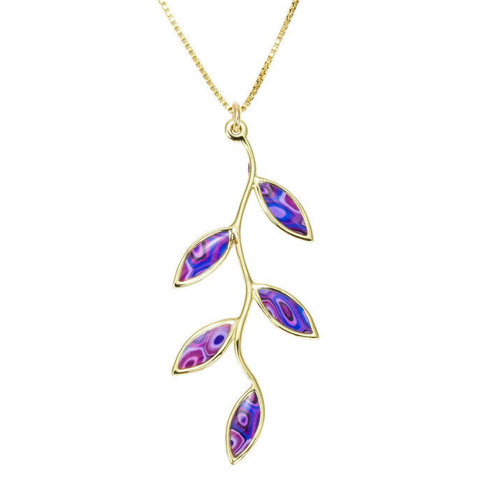Gold Plated Sterling Silver Olive Leaf Necklace Pendant
