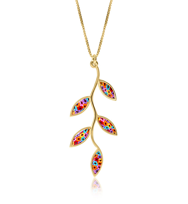 Gold Plated Sterling Silver Olive Leaf Necklace Pendant