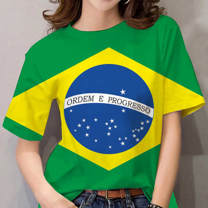 Brazil Flag 3D Print Women's T-shirt (Private Listing)
