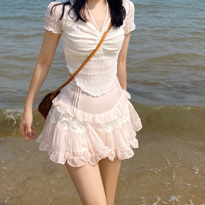 Sweet Pink Ruffle Skirt