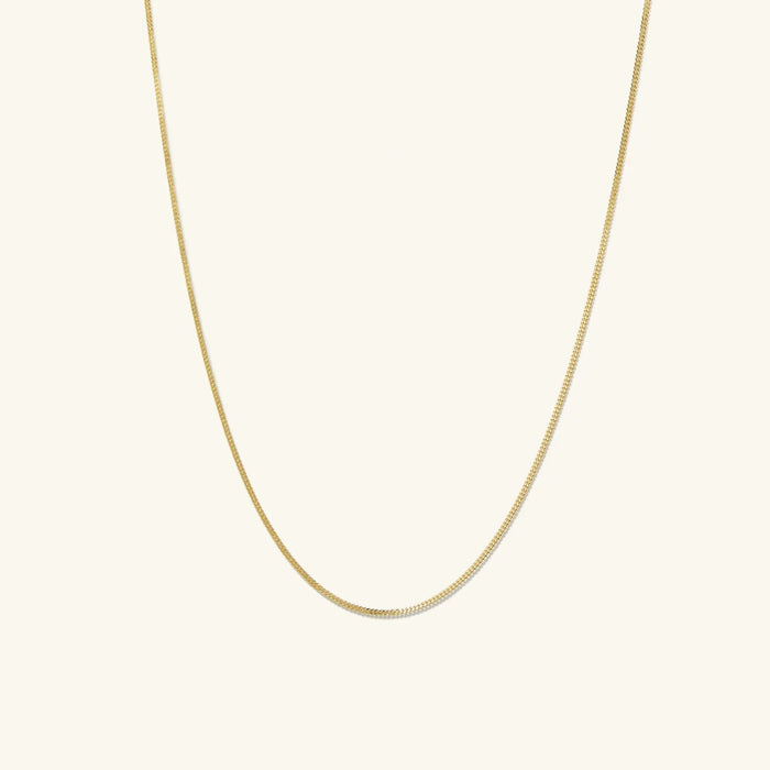 14K Gold Dainty Baby Curb Chain Necklace 16"-24"