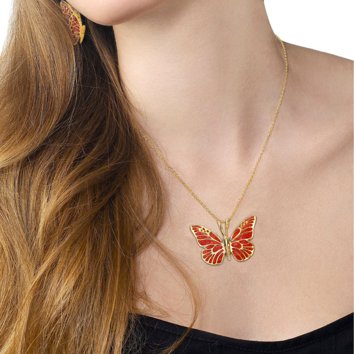 Gold Plated 925 Sterling Silver Butterfly Necklace Handcrafted Pendant