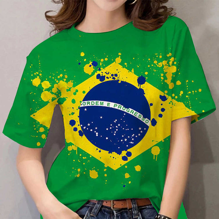 Brazil Flag 3D Print Women's T-shirt (Private Listing)