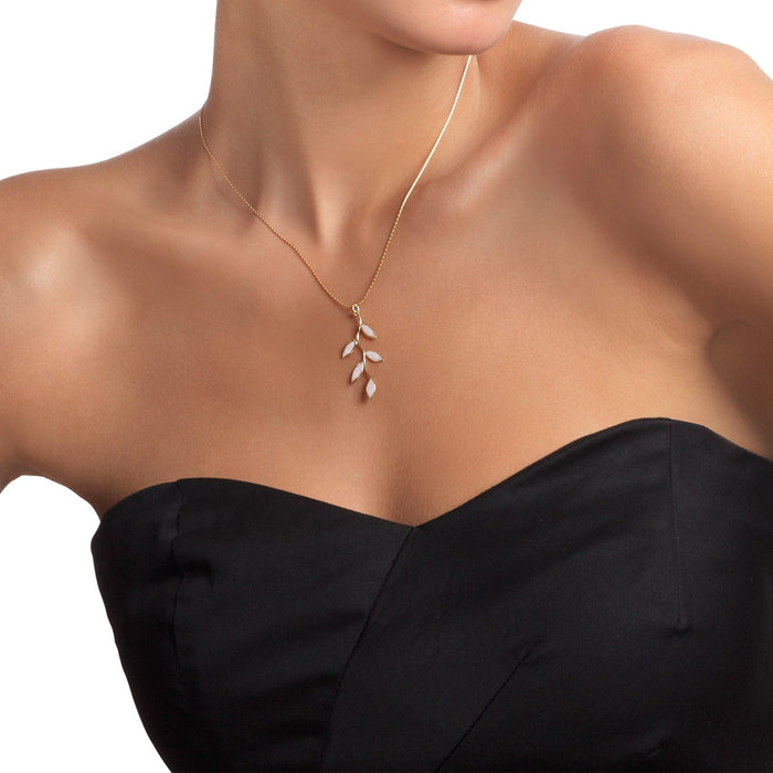 Gold Plated Sterling Silver Olive Leaf Necklace Pendant