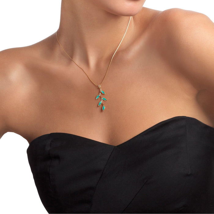 Gold Plated Sterling Silver Olive Leaf Necklace Pendant